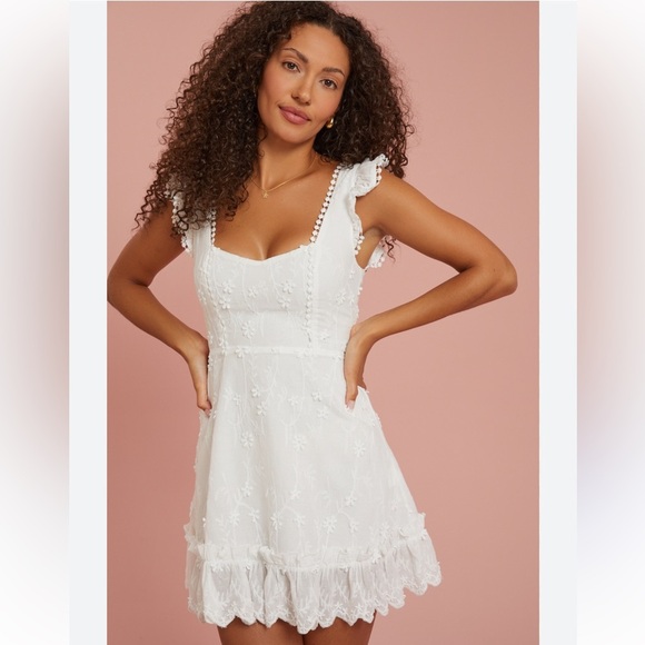 Altar’d State Larisa Ditsy Floral Textured Mini Dress White Size X-large New - Picture 1 of 6